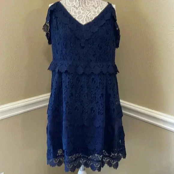 🌸 NWTs Lace Navy Blue Dress - Picture 1 of 9